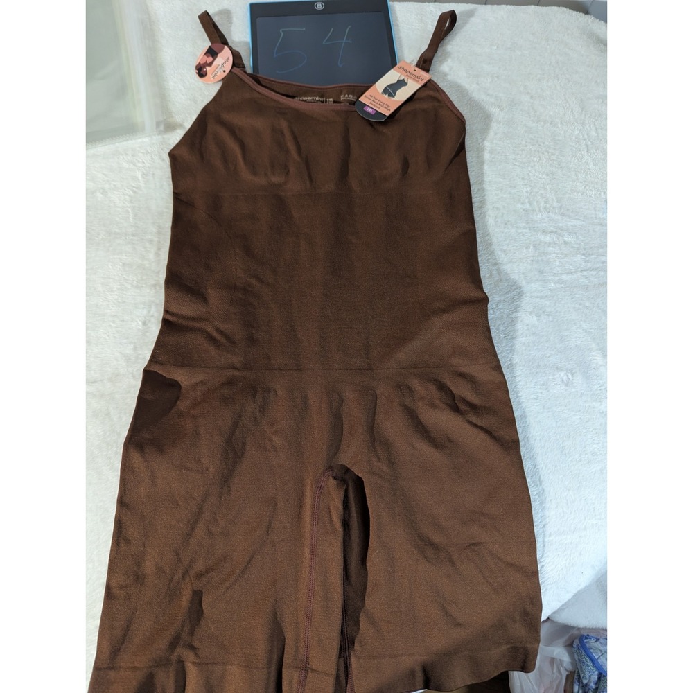Shapermint Essentials Bodysuit Women 2XL Brown NWT Scoop Neck Mid-Thigh 95002